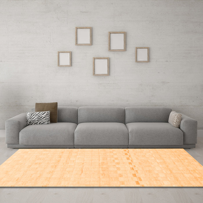 Machine Washable Solid Orange Modern Area Rugs in a Living Room, wshabs1406org