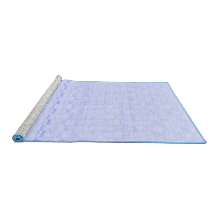 Sideview of Machine Washable Solid Blue Modern Rug, wshabs1406blu