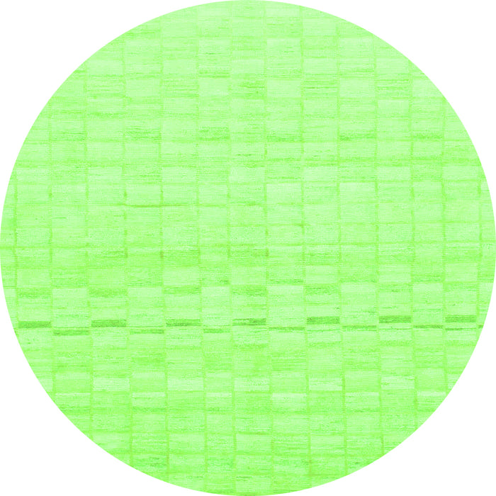 Round Machine Washable Solid Green Modern Area Rugs, wshabs1406grn