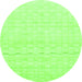 Round Machine Washable Solid Green Modern Area Rugs, wshabs1406grn