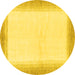 Round Machine Washable Solid Yellow Modern Rug, wshabs1407yw