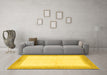 Machine Washable Solid Yellow Modern Rug in a Living Room, wshabs1407yw