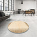 Round Machine Washable Abstract Gold Rug in a Office, wshabs1407