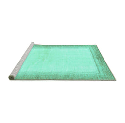 Sideview of Machine Washable Solid Turquoise Modern Area Rugs, wshabs1407turq