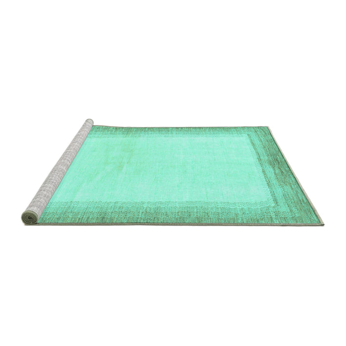 Sideview of Machine Washable Solid Turquoise Modern Area Rugs, wshabs1407turq