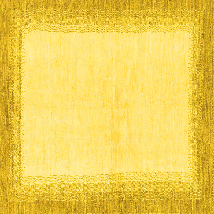 Square Machine Washable Solid Yellow Modern Rug, wshabs1407yw