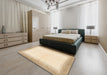 Abstract Golden Blonde Gold Solid Rug in a Bedroom, abs1407