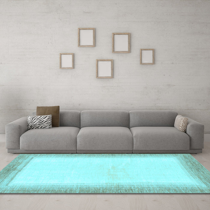 Machine Washable Solid Light Blue Modern Rug in a Living Room, wshabs1407lblu