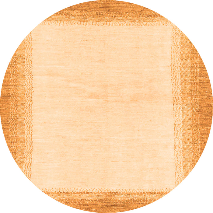 Round Machine Washable Solid Orange Modern Area Rugs, wshabs1407org