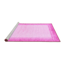 Sideview of Machine Washable Solid Pink Modern Rug, wshabs1407pnk