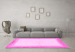 Machine Washable Solid Pink Modern Rug in a Living Room, wshabs1407pnk