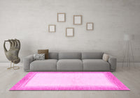 Machine Washable Solid Pink Modern Rug, wshabs1407pnk