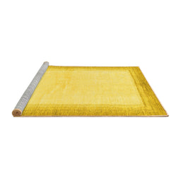 Sideview of Machine Washable Solid Yellow Modern Rug, wshabs1407yw