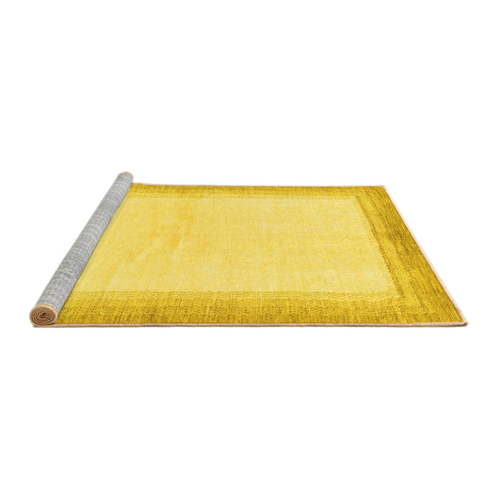 Sideview of Machine Washable Solid Yellow Modern Rug, wshabs1407yw