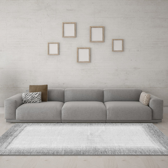 Machine Washable Solid Gray Modern Rug in a Living Room,, wshabs1407gry