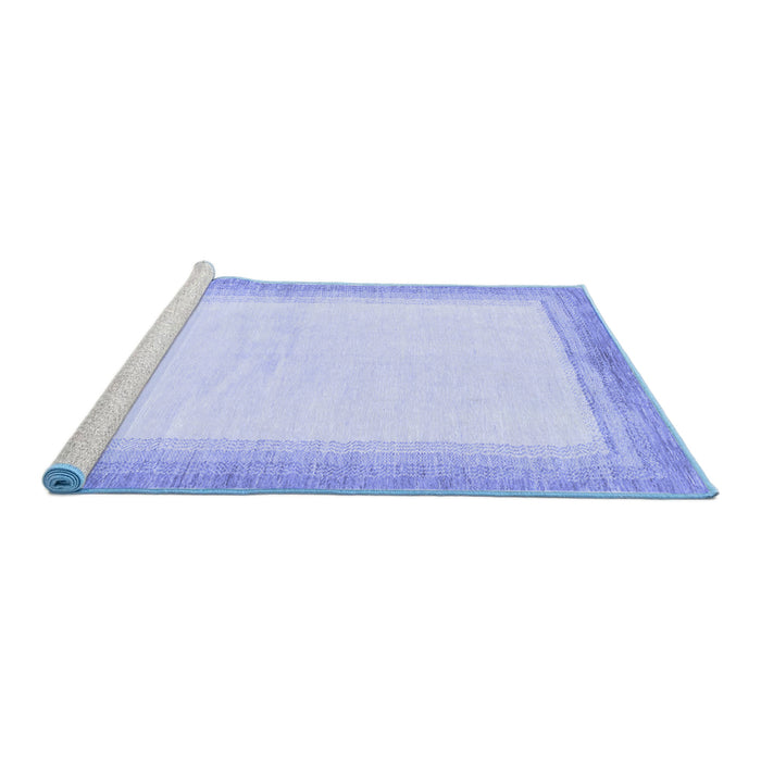 Sideview of Machine Washable Solid Blue Modern Rug, wshabs1407blu