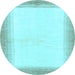 Round Machine Washable Solid Light Blue Modern Rug, wshabs1407lblu