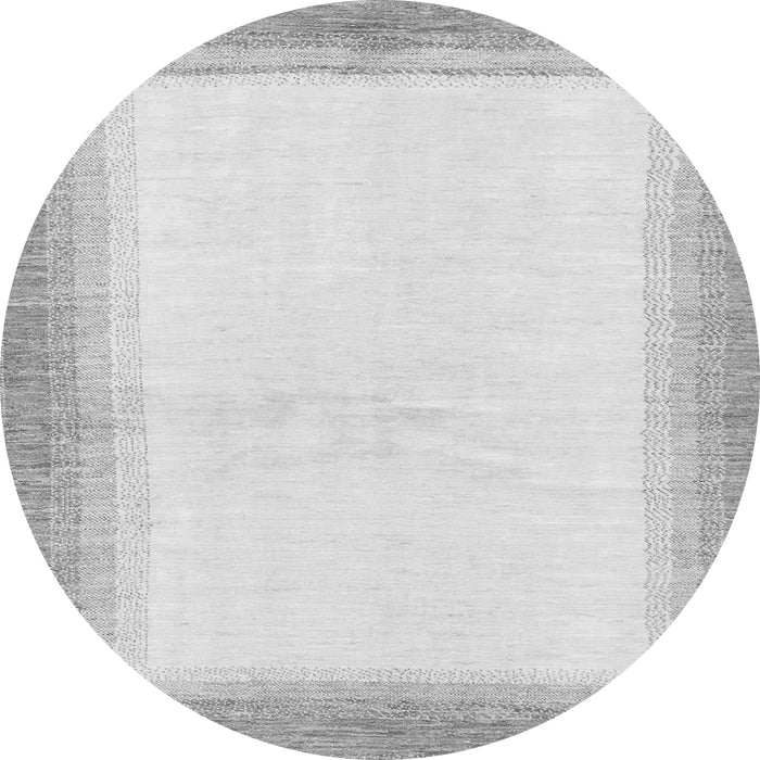 Round Machine Washable Solid Gray Modern Rug, wshabs1407gry