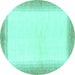 Round Solid Turquoise Modern Rug, abs1407turq