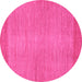 Round Machine Washable Abstract Pink Modern Rug, wshabs1408pnk