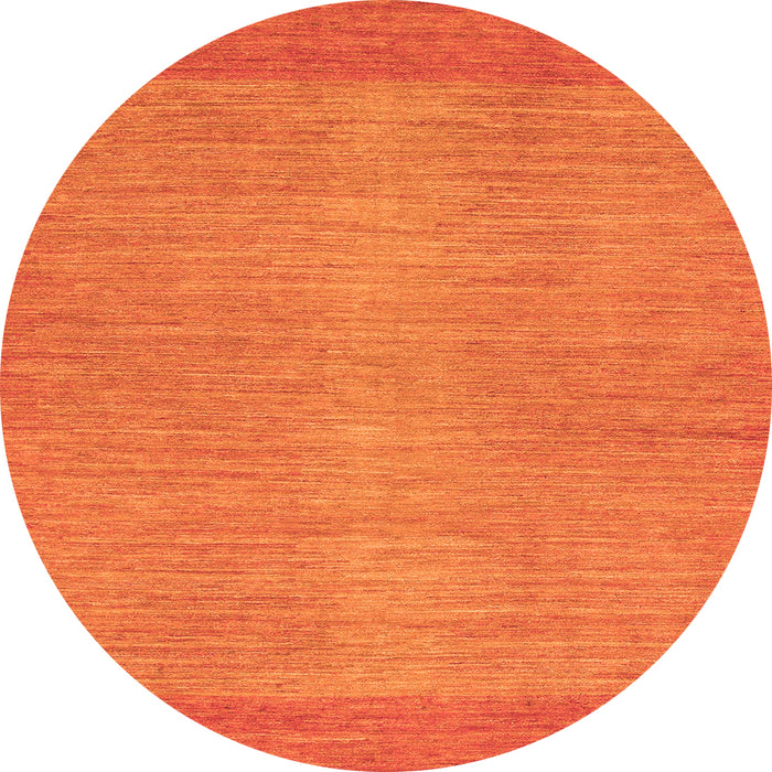 Round Machine Washable Abstract Orange Modern Area Rugs, wshabs1408org