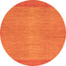 Round Machine Washable Abstract Orange Modern Area Rugs, wshabs1408org