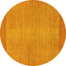 Round Abstract Yellow Modern Rug, abs1408yw