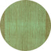 Round Abstract Turquoise Modern Rug, abs1408turq