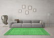 Machine Washable Abstract Emerald Green Modern Area Rugs in a Living Room,, wshabs1408emgrn