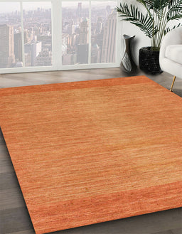 Machine Washable Abstract Orange Red Rug in a Family Room, wshabs1408