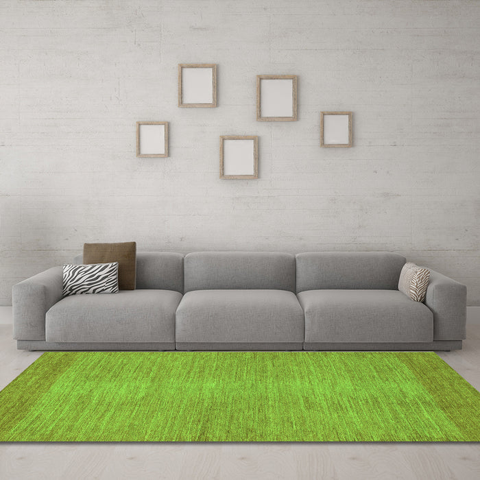 Machine Washable Abstract Green Modern Area Rugs in a Living Room,, wshabs1408grn