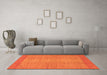 Machine Washable Abstract Orange Modern Area Rugs in a Living Room, wshabs1408org