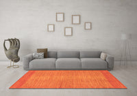 Machine Washable Abstract Orange Modern Rug, wshabs1408org