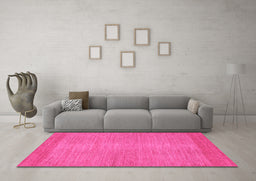 Machine Washable Abstract Pink Modern Rug in a Living Room, wshabs1408pnk