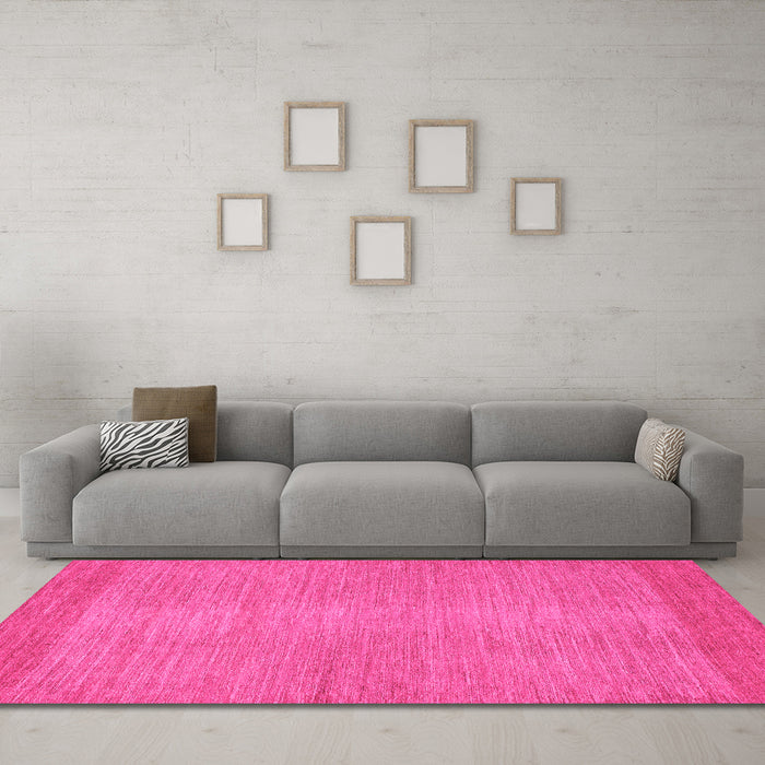 Machine Washable Abstract Pink Modern Rug in a Living Room, wshabs1408pnk