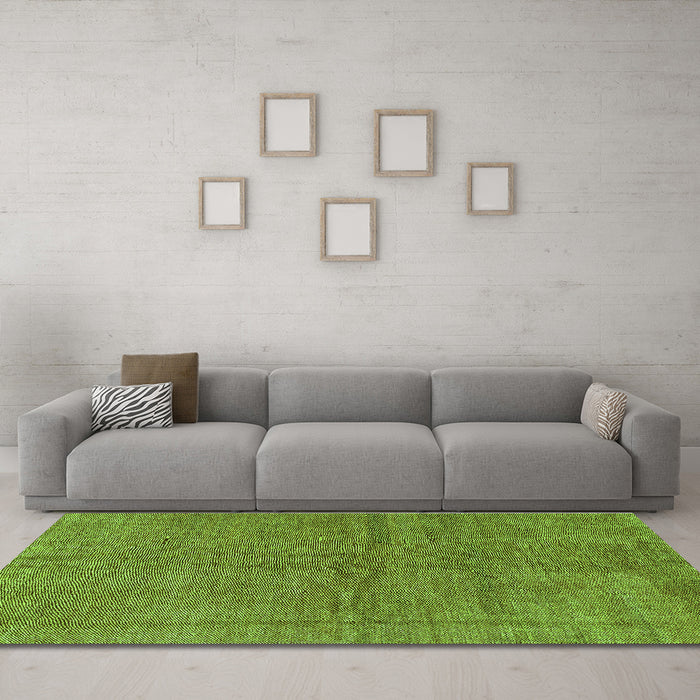 Machine Washable Abstract Green Modern Area Rugs in a Living Room,, wshabs1409grn