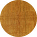 Round Abstract Yellow Modern Rug, abs1409yw