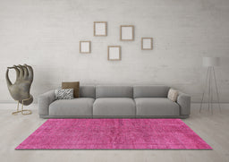 Machine Washable Abstract Pink Modern Rug in a Living Room, wshabs1409pnk
