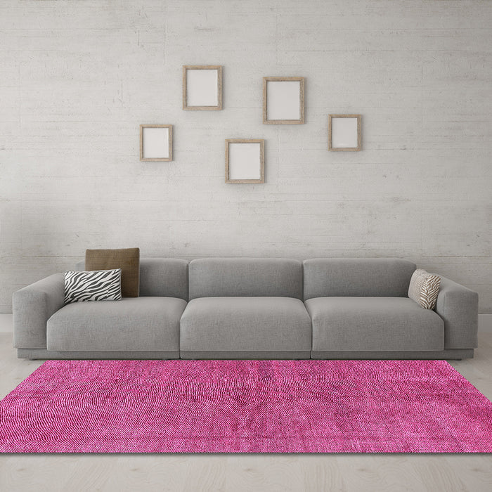 Machine Washable Abstract Pink Modern Rug in a Living Room, wshabs1409pnk