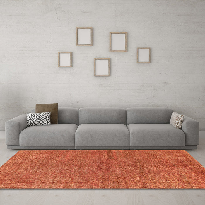 Machine Washable Abstract Orange Modern Area Rugs in a Living Room, wshabs1409org