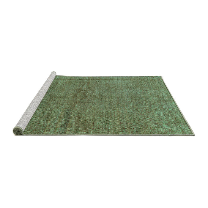 Sideview of Machine Washable Abstract Turquoise Modern Area Rugs, wshabs1409turq