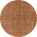 Round Abstract Brown Modern Rug, abs1409brn