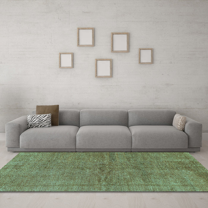 Machine Washable Abstract Turquoise Modern Area Rugs in a Living Room,, wshabs1409turq
