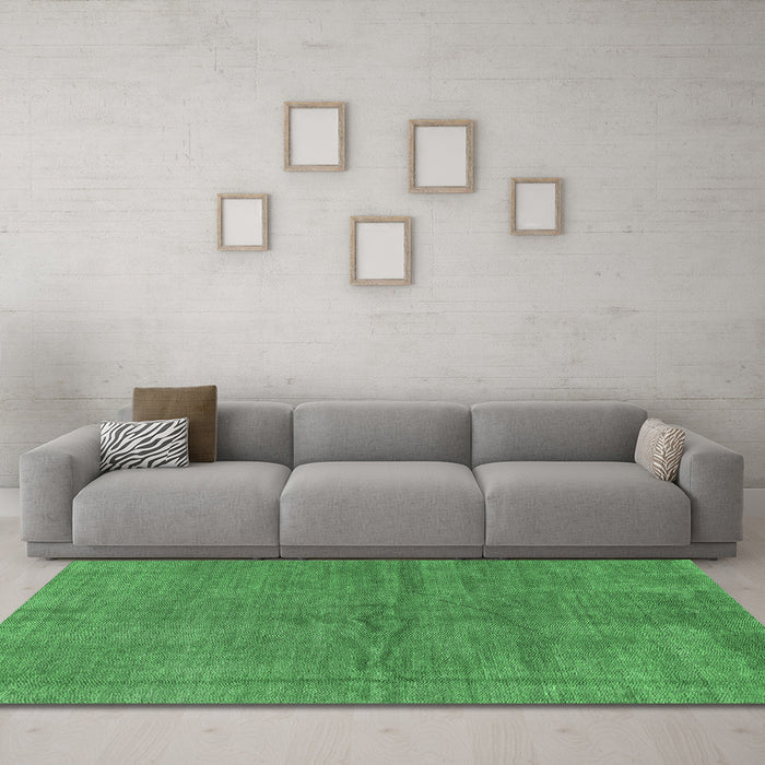 Machine Washable Abstract Emerald Green Modern Area Rugs in a Living Room,, wshabs1409emgrn