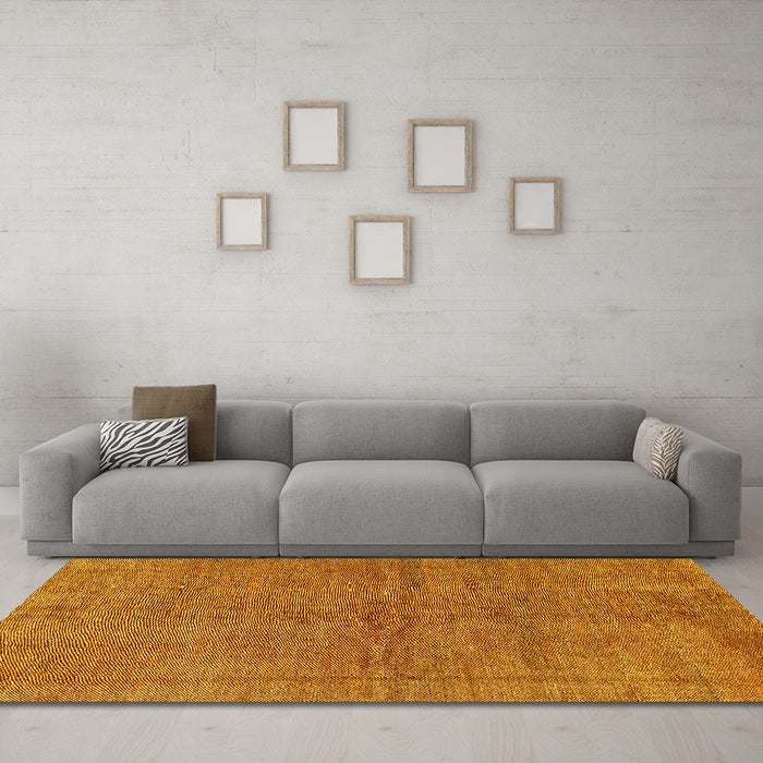 Machine Washable Abstract Yellow Modern Rug in a Living Room, wshabs1409yw