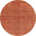 Round Machine Washable Abstract Orange Modern Area Rugs, wshabs1409org