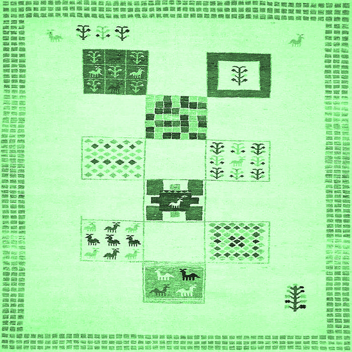 Square Machine Washable Solid Emerald Green Modern Area Rugs, wshabs140emgrn