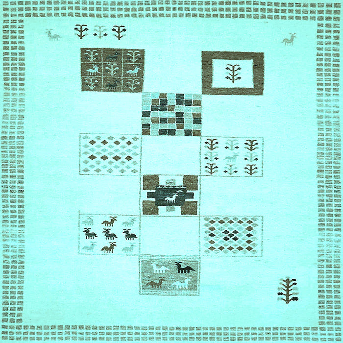 Square Solid Light Blue Modern Rug, abs140lblu