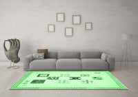 Machine Washable Solid Emerald Green Modern Rug, wshabs140emgrn