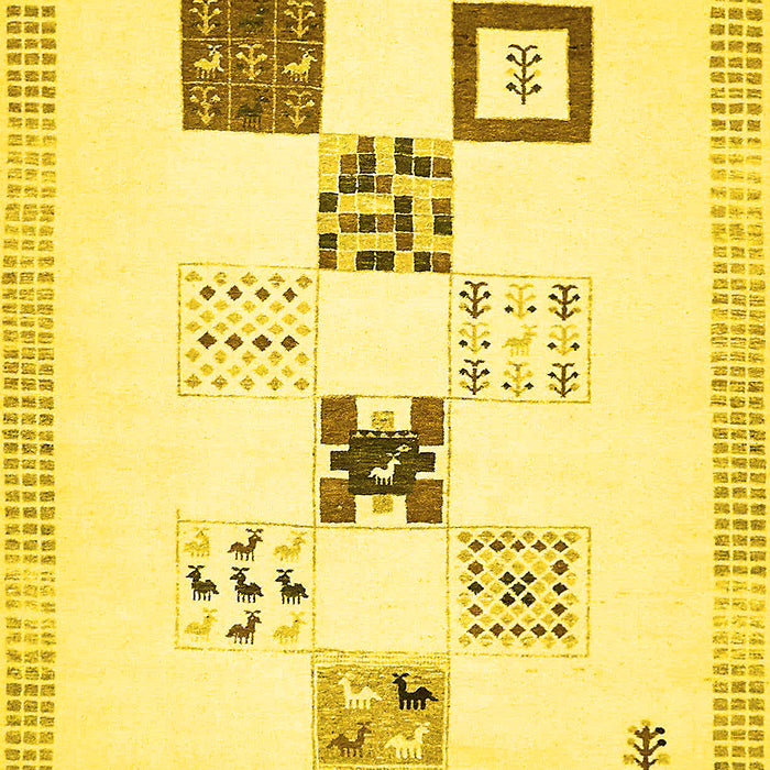 Machine Washable Solid Yellow Modern Rug, wshabs140yw